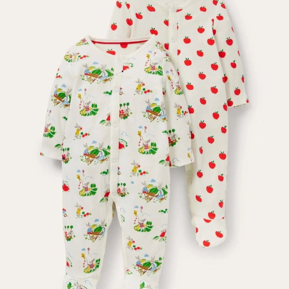 Baby Boden - Ivory Daydreaming Bunny Two Sleepsuits